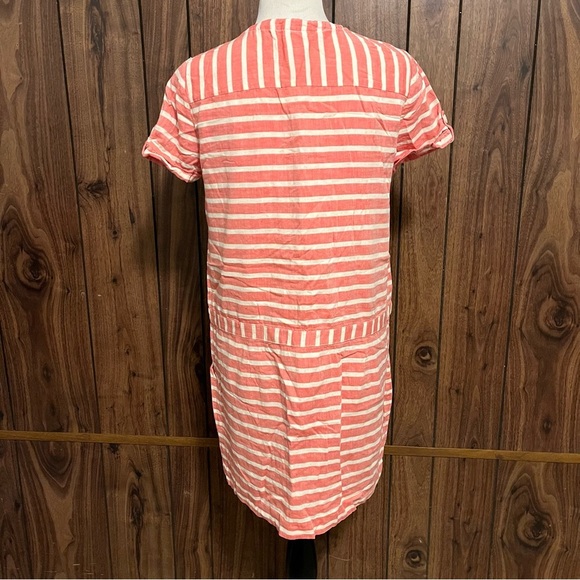 J Crew Boathouse Pink/white Stripe Short Cap Sleeve W/pockets Mini Dress Sz 10 - Picture 5 of 7